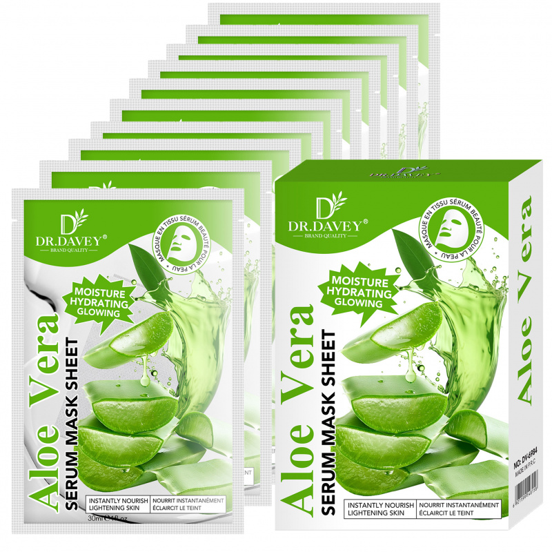 Aloe Vera Pot - アロエベラセラムフェイシャルマスクシート フェイシャルケア 保湿・柔軟肌 吸収しやすい 携帯用 10枚入り/箱
