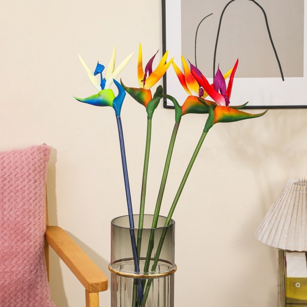 Bird Paradise Strelitzia - 新しいロングステム人工極楽鳥花飾りDIYフェイク植物リアルタッチ人工ストレリチアフラワーホームデコレーション