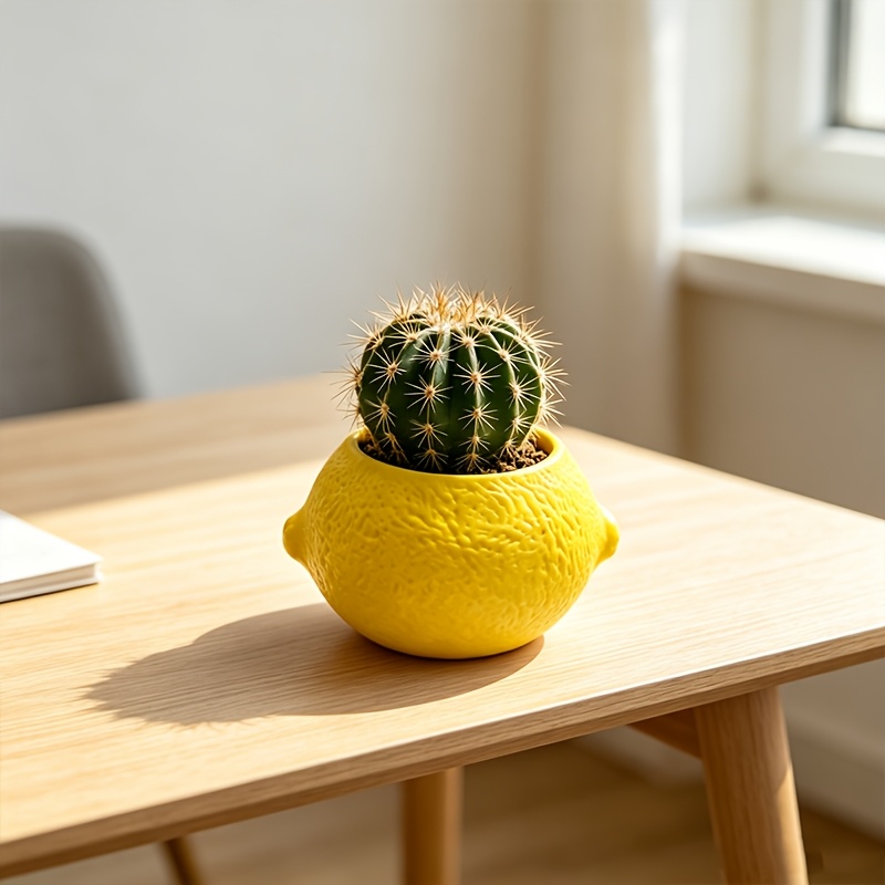 Echeveria Succulent - レモン型の装飾プランターポット、多肉植物やサボテンのミニプランツ、デスクトップガーデンデコレーションに