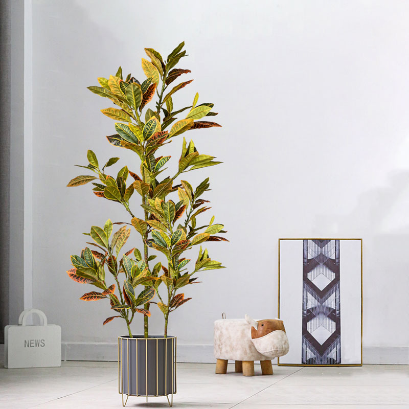 Ficus Lyrata Tree - 120 センチメートル大偽フィカスツリー人工熱帯ゴム植物プラスチック Codiaeum 木の葉秋の葉家庭菜園の装飾