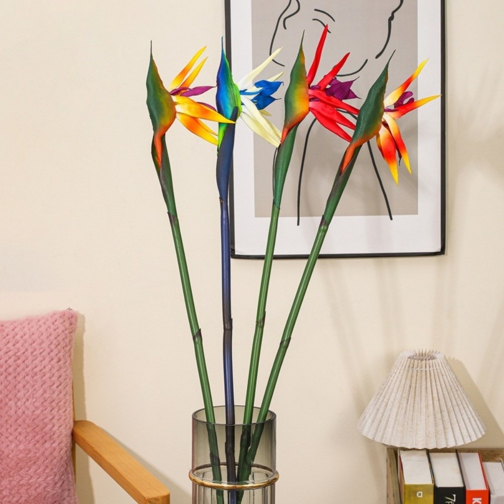 Bird Paradise Strelitzia - 長い茎の人工極楽鳥花、装飾DIY用人工ストレリチア、本物のような質感の造花