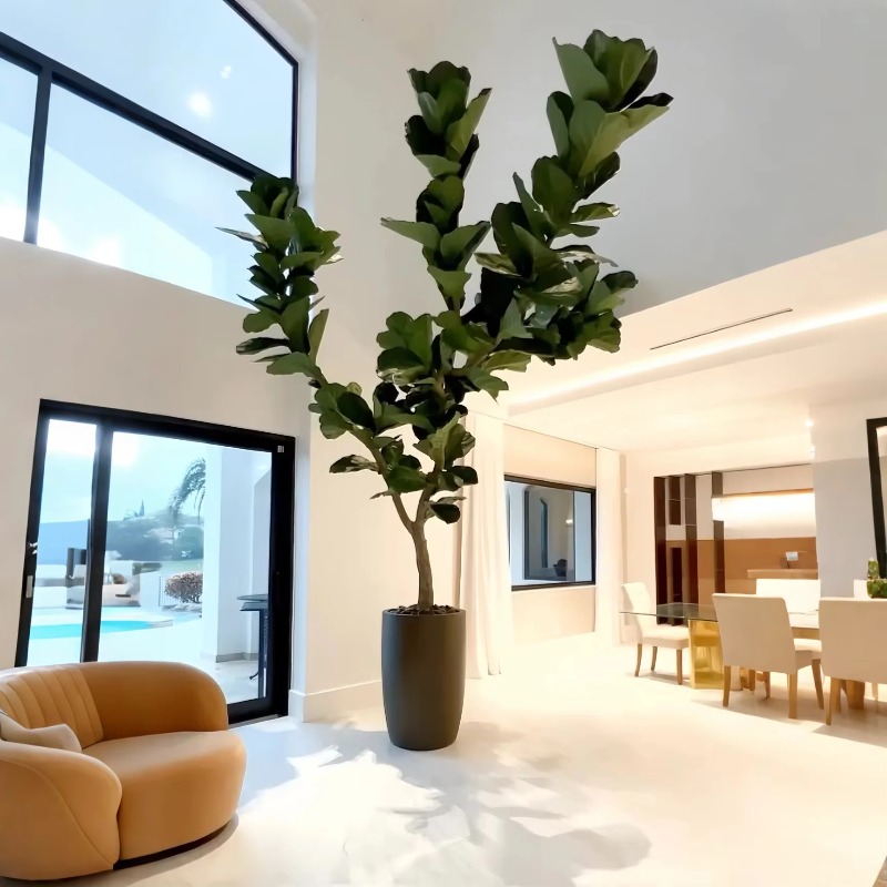 人工観葉植物 室内鉢植え 人工樹木 フィドルリーフフィカス  - Ficus Lyrata Tree のレビューと価格
