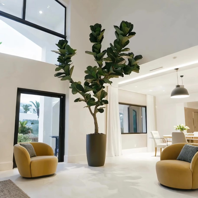 人工観葉植物 室内鉢植え 人工樹木 フィドルリーフフィカス  - Ficus Lyrata Tree のレビューと価格