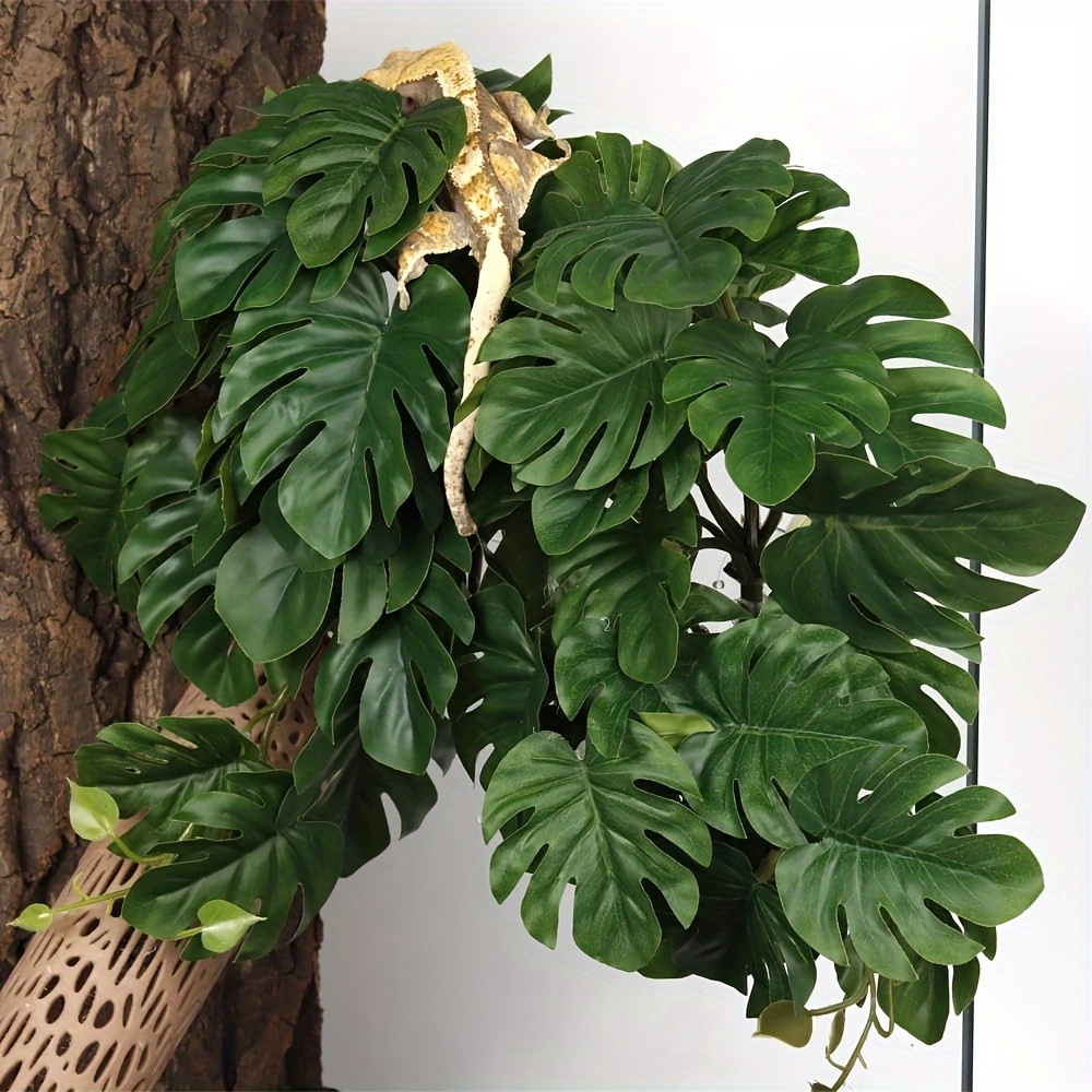 爬虫類飼育ケージ用人工吊り下げ植物 フェイクモンステラ フェ - Monstera Adansonii のレビューと価格