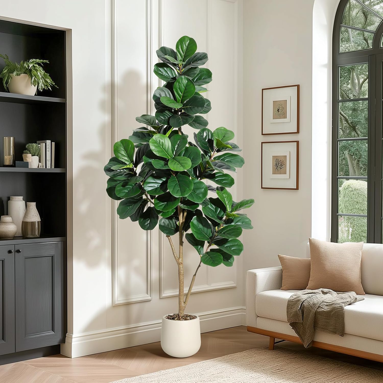 4～7フィートのフィドルリーフフィグツリー人工樹木、リアルな - Ficus Lyrata Tree のレビューと価格