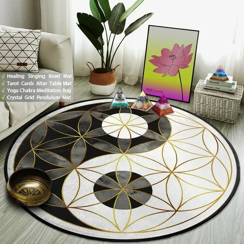 陰陽太極拳ラウンドラグフラワーオブライフジムインド仏像ヨガ瞑 - Maranta Prayer Plant のレビューと価格