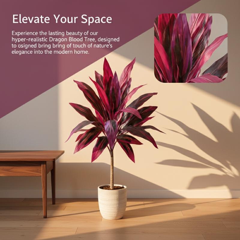 大型人工ドラセナ・マージナタの木 55cm 木製幹付きフェイ - Dracaena Marginata のレビューと価格
