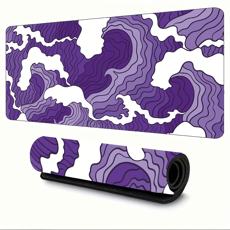 紫と白の波模様アートデスクマット、大型ゲーミングマウスパッド - Tradescantia Purple のレビューと価格