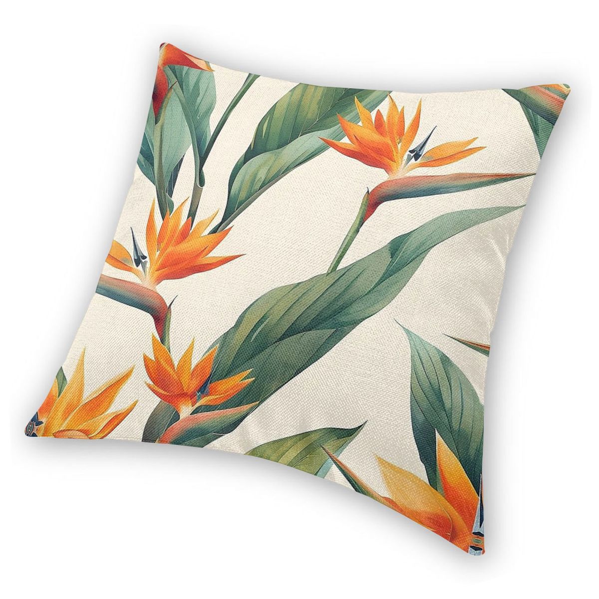 極楽鳥ストレリチア正方形枕カバーポリエステルリネンベルベット - Bird Paradise Strelitzia のレビューと価格