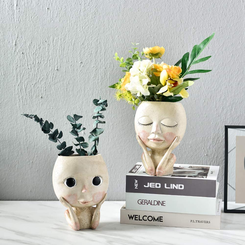 ガールズフェイスヘッドフラワープランター、多肉植物フラワーコ - Echeveria Succulent のレビューと価格