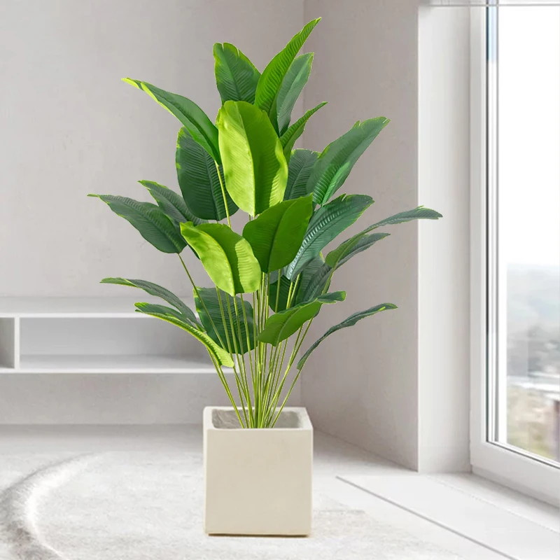 1個 人工観葉植物 大型 熱帯ヤシの木 フェイクバナナの葉  - Ficus Lyrata Tree のレビューと価格